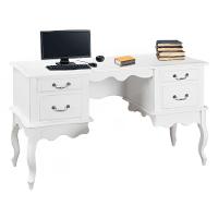 Penteadeira Clássica Com 4 Gavetas Pés Luiz Xv - Branco Laca - 2