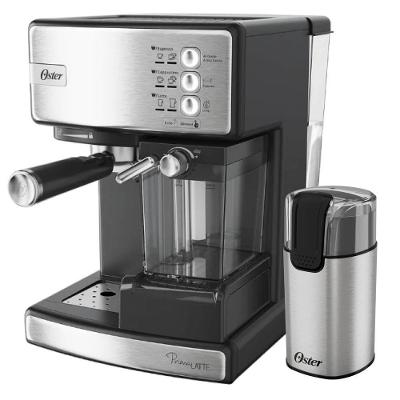 Kit Cafeteira Nova PrimaLatte Inox e Moedor de Café Elétrico Inox Oster 110V