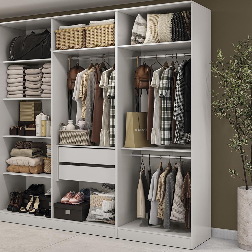 Guarda-roupas Sem Portas Closet 2 Cabideiros Kappesberg Adapt Branco 80cm - 4