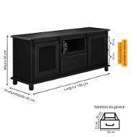 Rack Para Tv Com 2 Portas Gaveta E Nicho Pés Torneados - Preto Laca - 2