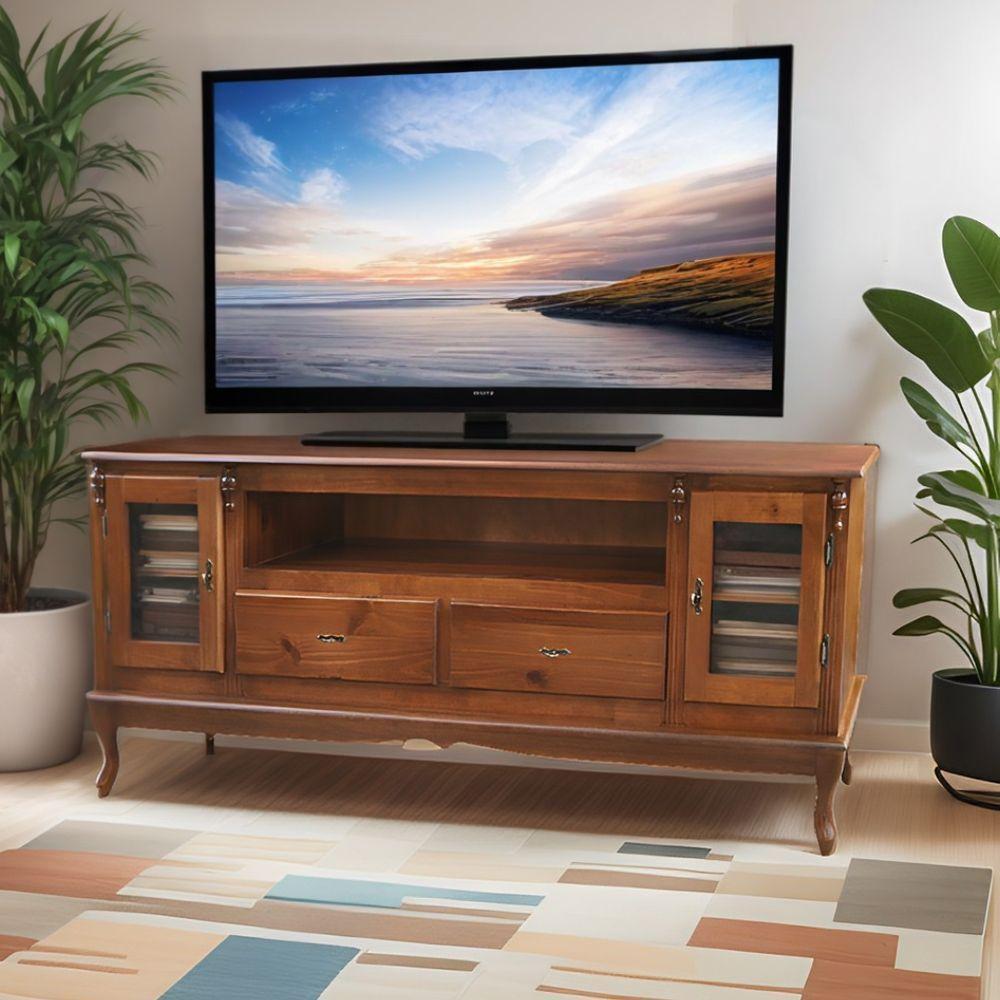 Rack Para Tv Com Pés Luiz Xv 2 Gavetas 2 Portas E Nicho - Imbuia Glazer - 1