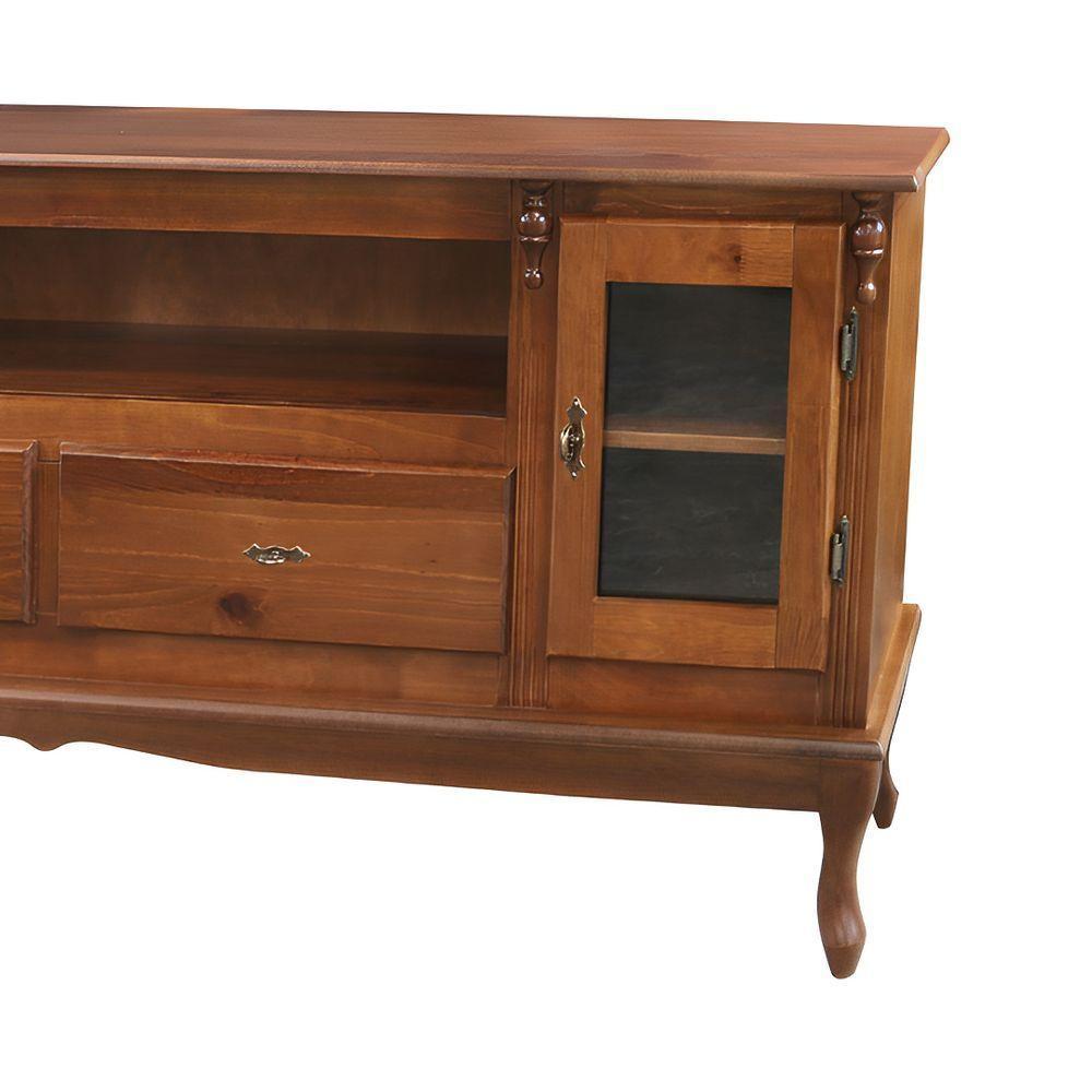 Rack Para Tv Com Pés Luiz Xv 2 Gavetas 2 Portas E Nicho - Imbuia Glazer - 3