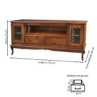 Rack Para Tv Com Pés Luiz Xv 2 Gavetas 2 Portas E Nicho - Imbuia Glazer - 4