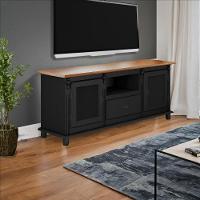 Rack Para Tv Com 2 Portas Gaveta E Nicho Pés Torneados - Preto Laca Com Tampo Imbuia Glazer - 1