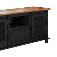 Rack Para Tv Com 2 Portas Gaveta E Nicho Pés Torneados - Preto Laca Com Tampo Imbuia Glazer - 3