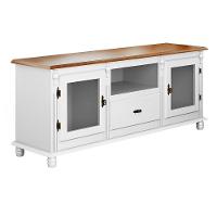 Rack Para Tv Com 2 Portas Gaveta E Nicho Pés Torneados - Branco Laca Com Tampo Imbuia Glazer - 2