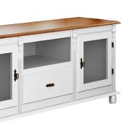 Rack Para Tv Com 2 Portas Gaveta E Nicho Pés Torneados - Branco Laca Com Tampo Imbuia Glazer - 3