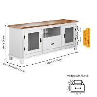 Rack Para Tv Com 2 Portas Gaveta E Nicho Pés Torneados - Branco Laca Com Tampo Imbuia Glazer - 4