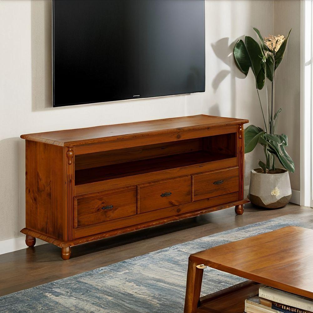 Rack Para Tv Até 65 Polegadas Com 3 Gavetas - Imbuia Glazer - 1