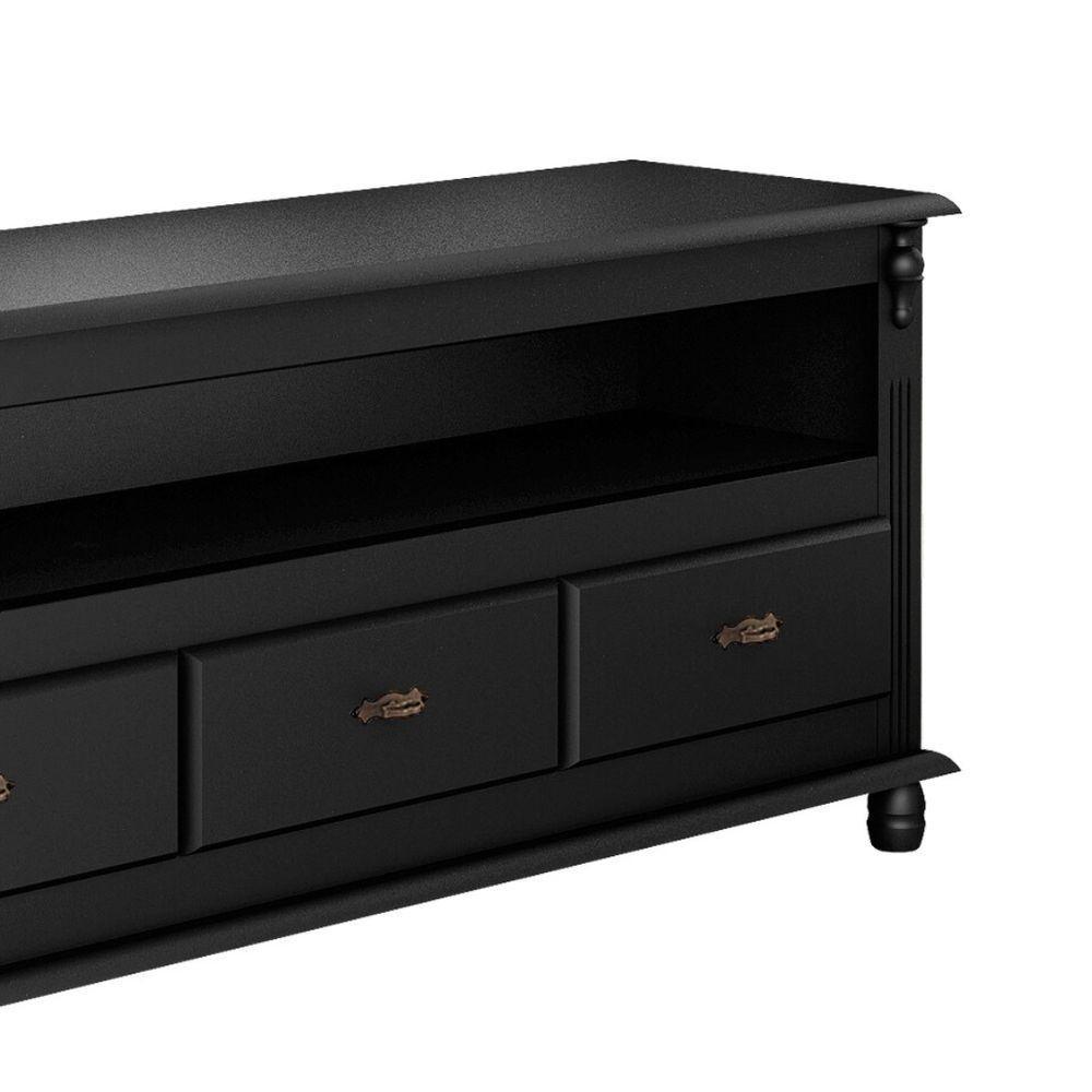 Rack Para Tv Até 65 Polegadas Com 3 Gavetas - Preto Laca - 4