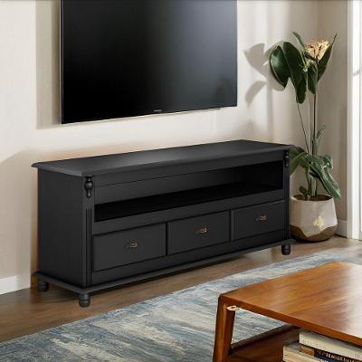 Rack Para Tv Até 65 Polegadas Com 3 Gavetas - Preto Laca