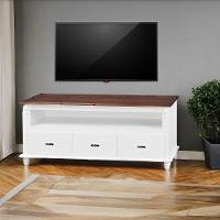 Rack Para Tv Até 65 Polegadas Com 3 Gavetas - Branco Laca Com Tampo Imbuia Glazer - 1