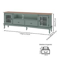 Rack Para Tv Com Pés Luiz Xv 2 Gavetas 2 Portas E Nicho - Verde Menta Laca Com Tampo Avelã - 4