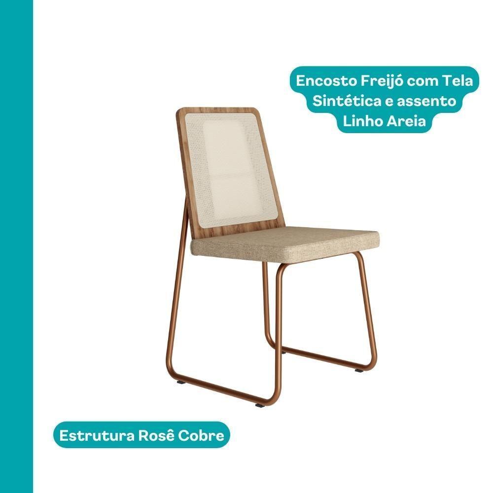 Conjunto Sala De Jantar 4 Cadeiras Dácia Carraro Gelo E Rosê - 6