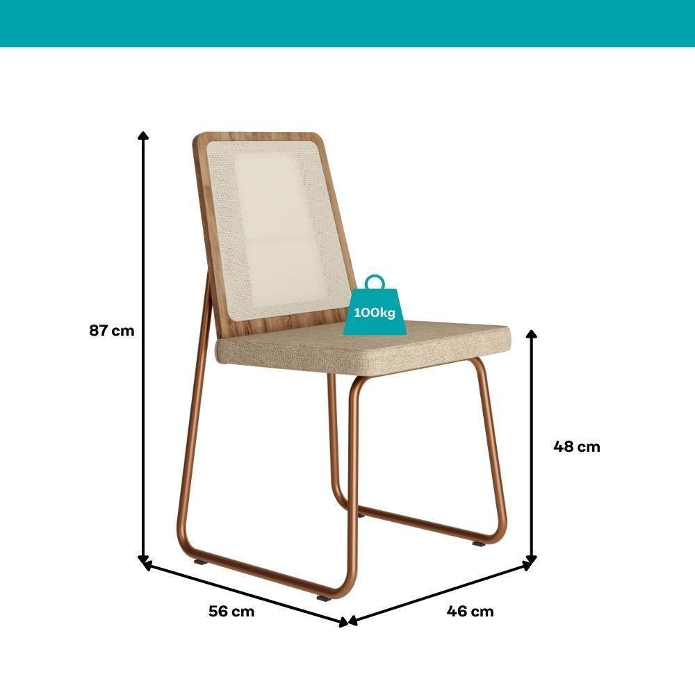 Conjunto Sala De Jantar 4 Cadeiras Dácia Carraro Gelo E Rosê - 9