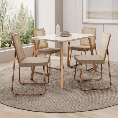 Conjunto Sala De Jantar 4 Cadeiras Dácia Carraro Gelo E Rosê