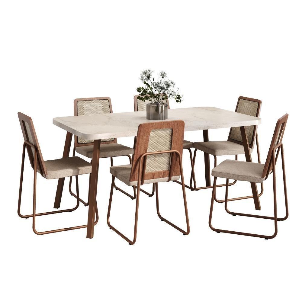Conjunto Sala De Jantar 6 Cadeiras Catânia Carraro Petra E Rosê - 6