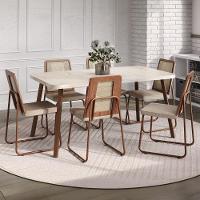 Conjunto Sala De Jantar 6 Cadeiras Catânia Carraro Petra E Rosê - 1