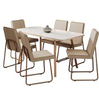 Conjunto Sala De Jantar 6 Cadeiras Cilícia Carraro Gelo E Rosê - 9