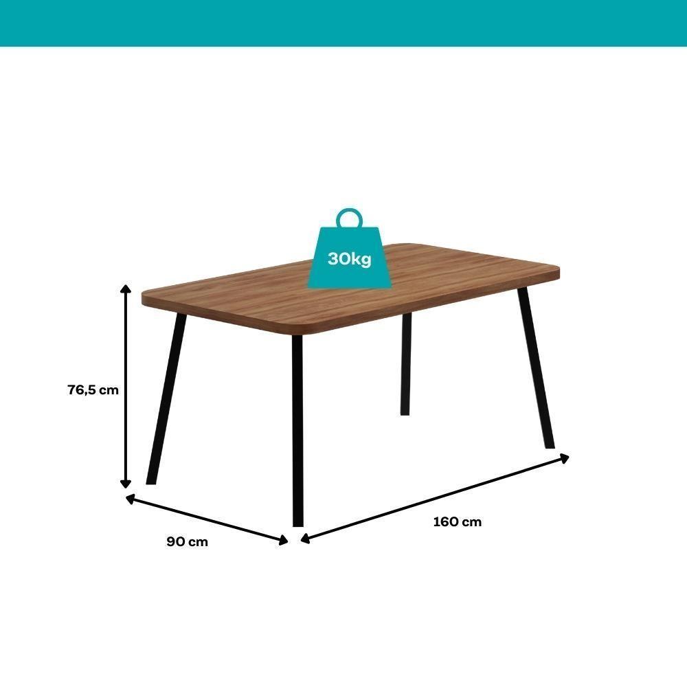 Conjunto Sala De Jantar 6 Cadeiras Catânia Carraro Nogal E Preto - 4
