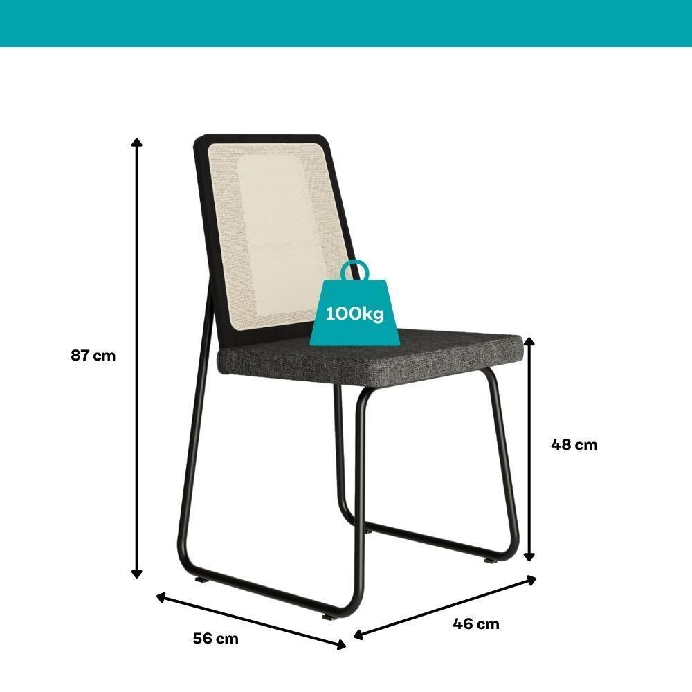 Conjunto Sala De Jantar 6 Cadeiras Catânia Carraro Nogal E Preto - 8