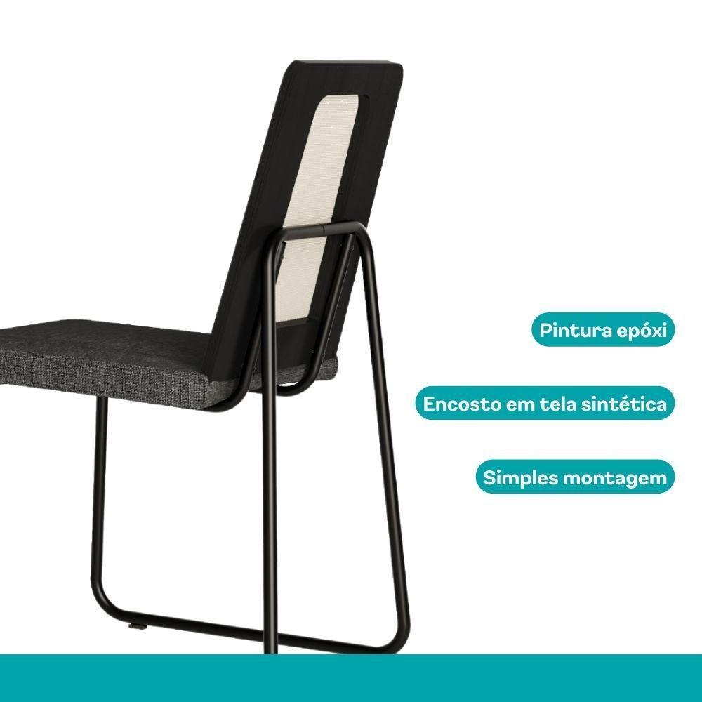 Conjunto Sala De Jantar 6 Cadeiras Catânia Carraro Nogal E Preto - 9