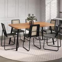 Conjunto Sala De Jantar 6 Cadeiras Catânia Carraro Nogal E Preto - 1