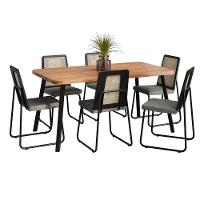 Conjunto Sala De Jantar 6 Cadeiras Catânia Carraro Nogal E Preto - 2