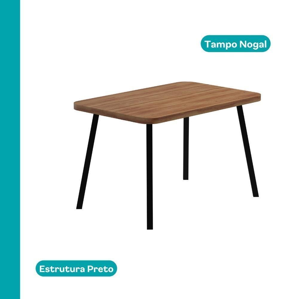 Conjunto Sala De Jantar 4 Cadeiras Monte Carlo Carraro Nogal E Preto - 3