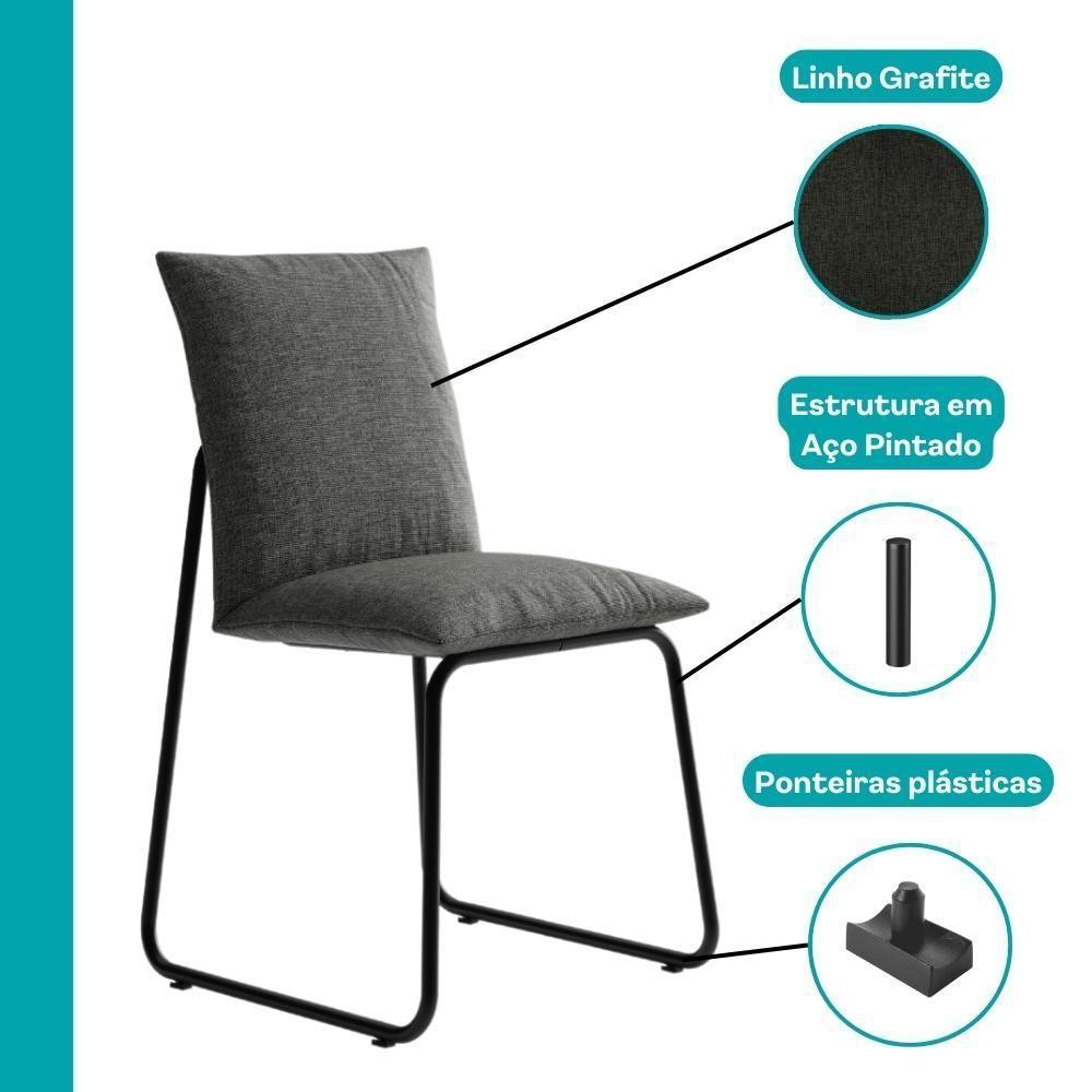 Conjunto Sala De Jantar 4 Cadeiras Monte Carlo Carraro Nogal E Preto - 7