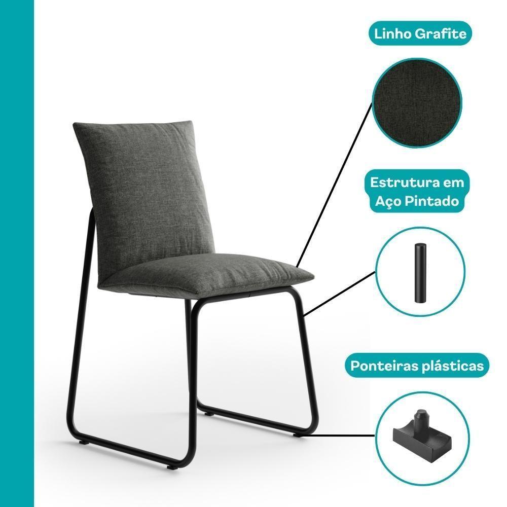 Conjunto Sala De Jantar 4 Cadeiras Bolzano Carraro Nogal E Preto - 7