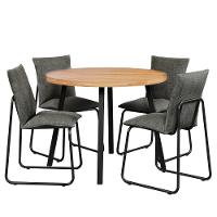 Conjunto Sala De Jantar 4 Cadeiras Bolzano Carraro Nogal E Preto - 2