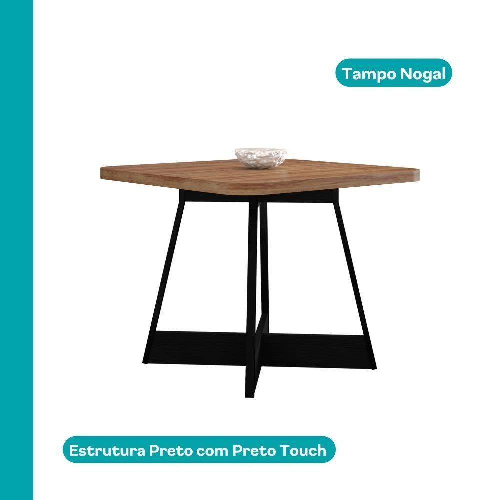 Conjunto Sala De Jantar 4 Cadeiras Belluno Carraro Nogal E Preto - 3