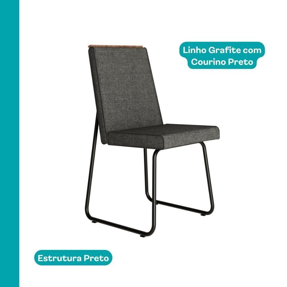 Conjunto Sala De Jantar 4 Cadeiras Belluno Carraro Nogal E Preto - 6