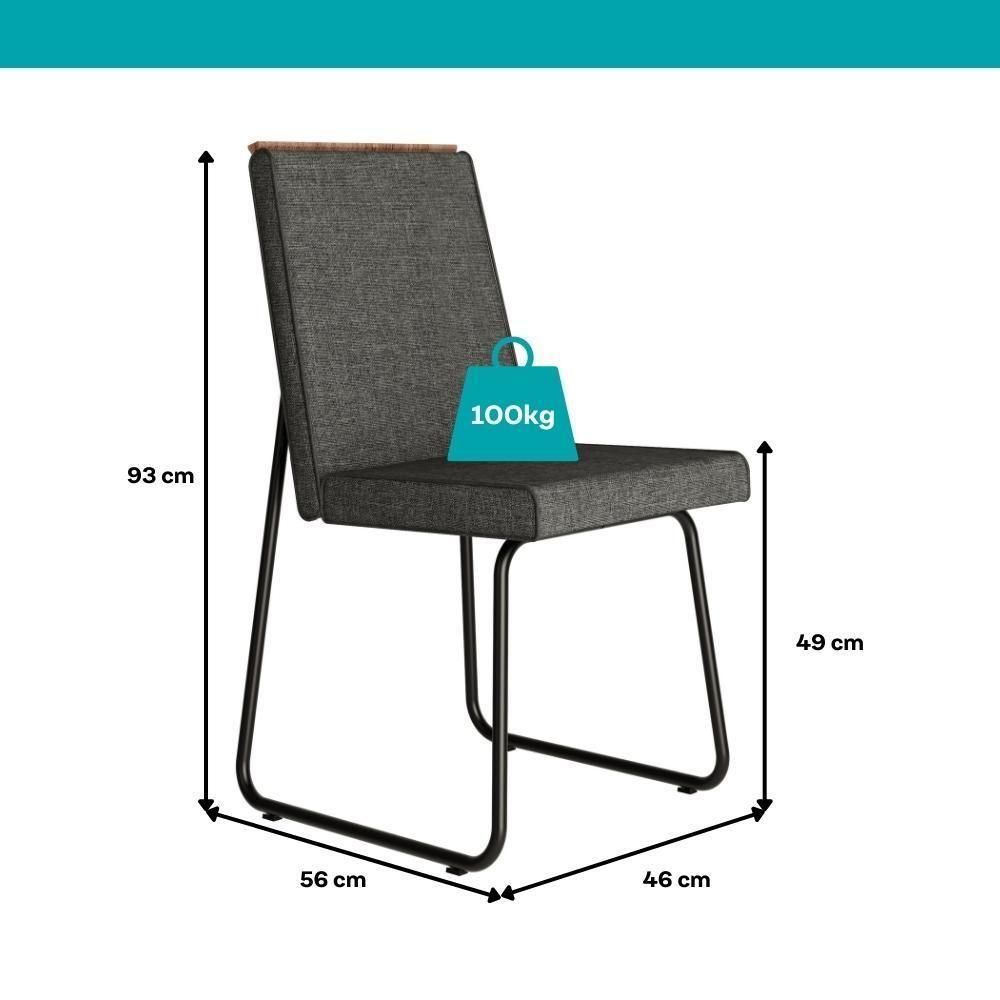 Conjunto Sala De Jantar 4 Cadeiras Belluno Carraro Nogal E Preto - 8