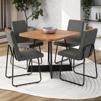 Conjunto Sala De Jantar 4 Cadeiras Belluno Carraro Nogal E Preto - 1