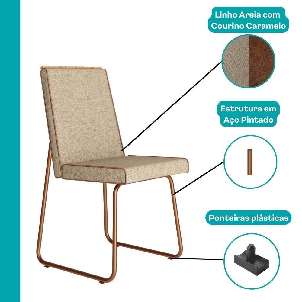 Conjunto Sala De Jantar 4 Cadeiras Belluno Carraro Nogal E Rosê - 7