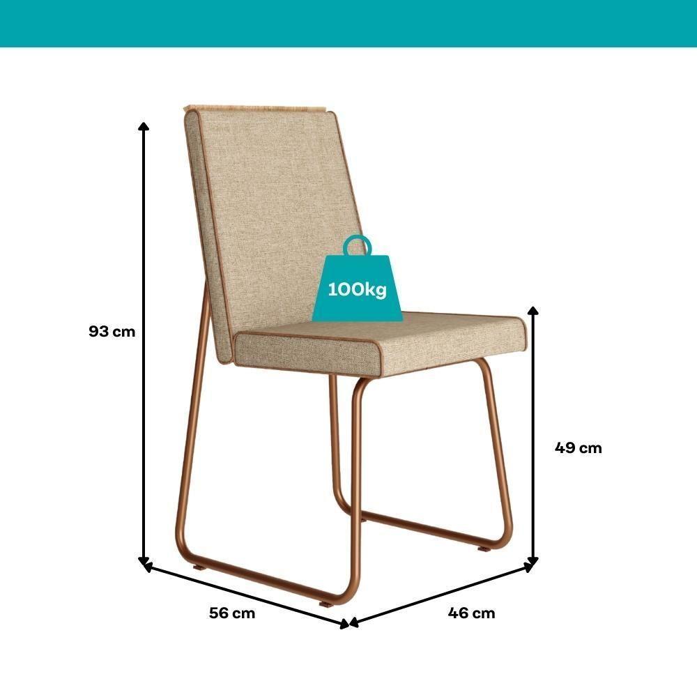 Conjunto Sala De Jantar 4 Cadeiras Belluno Carraro Nogal E Rosê - 8