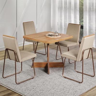 Conjunto Sala De Jantar 4 Cadeiras Belluno Carraro Nogal E Rosê
