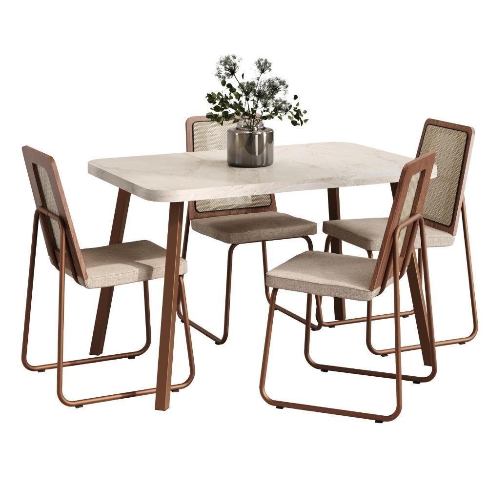 Conjunto Sala De Jantar 4 Cadeiras Trento Carraro Petra E Rosê - 2