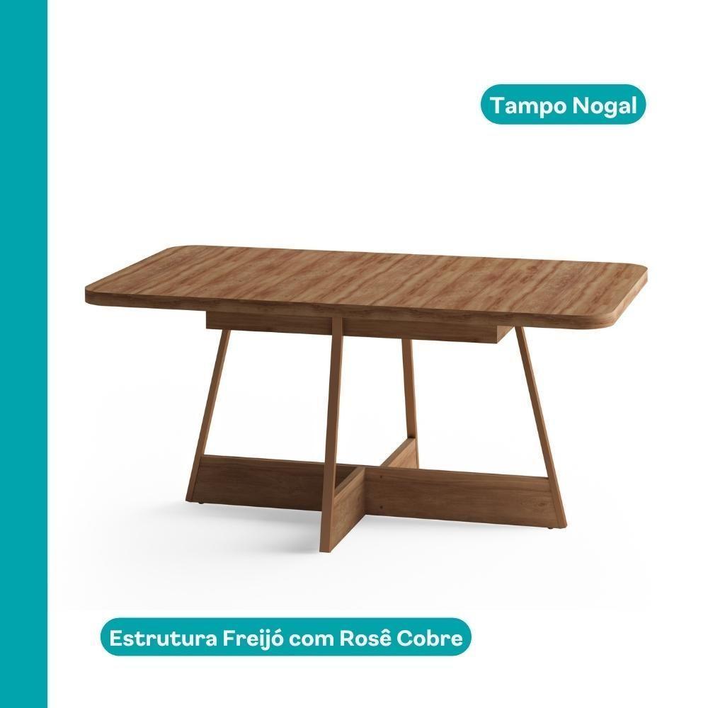 Conjunto Sala De Jantar 6 Cadeiras Arezzo Carraro Nogal E Rosê - 3