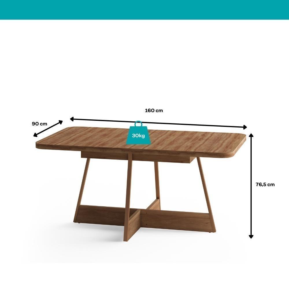 Conjunto Sala De Jantar 6 Cadeiras Arezzo Carraro Nogal E Rosê - 4