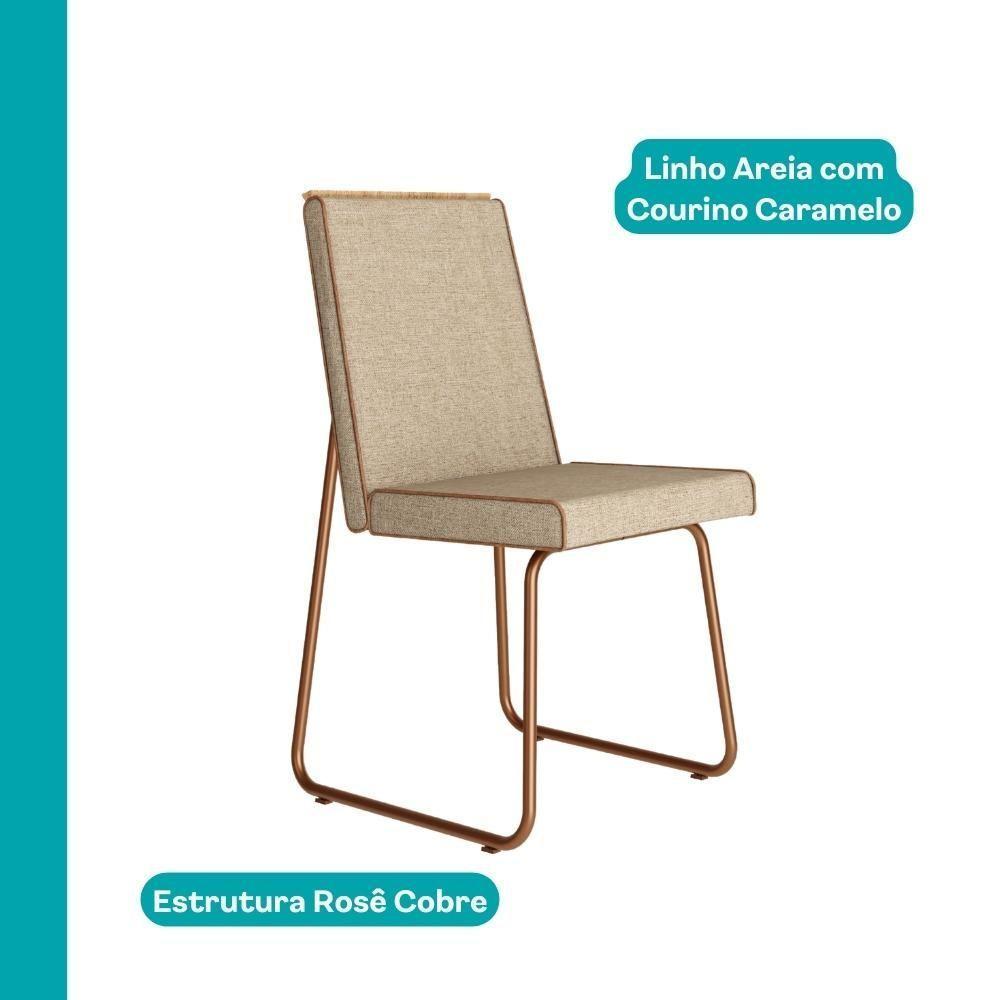 Conjunto Sala De Jantar 6 Cadeiras Arezzo Carraro Nogal E Rosê - 6