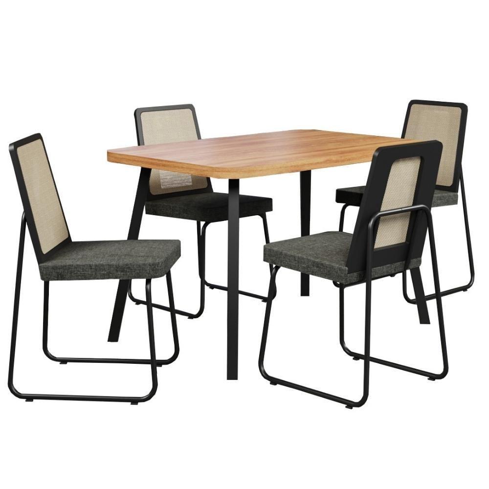 Conjunto Sala De Jantar 4 Cadeiras Trento Carraro Nogal E Preto - 2