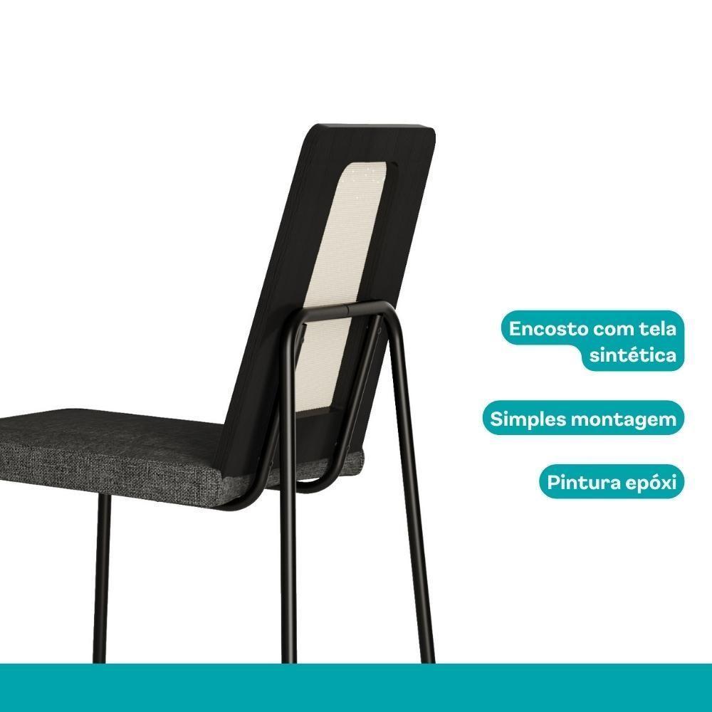 Conjunto Sala De Jantar 4 Cadeiras Trento Carraro Nogal E Preto - 9