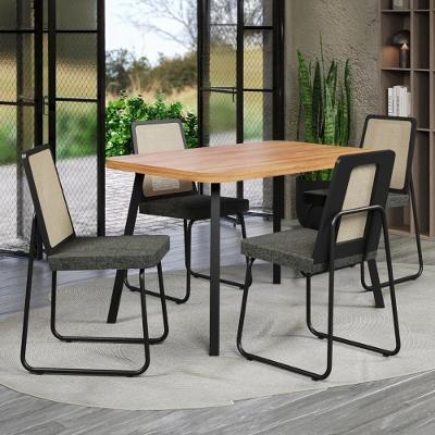 Conjunto Sala De Jantar 4 Cadeiras Trento Carraro Nogal E Preto