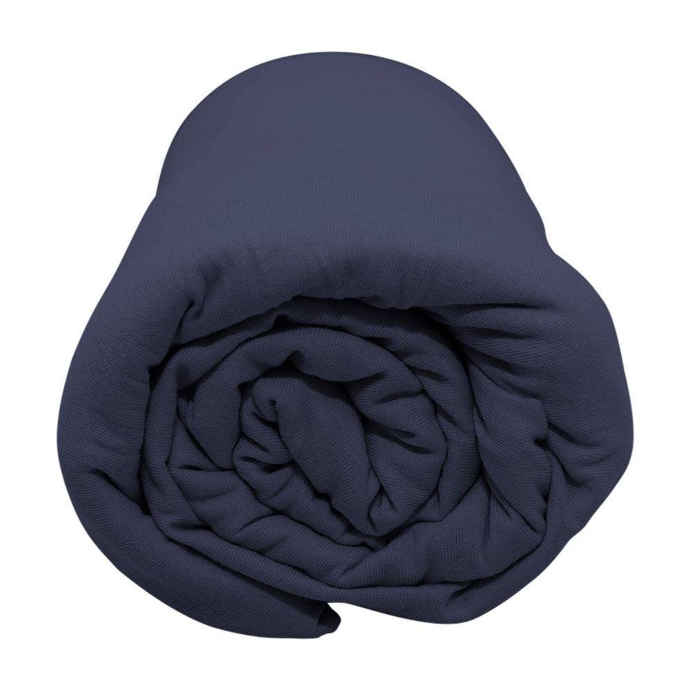 Lençol Com Elástico Casal Portallar Malha 100% Algodão Liso Linha Casa Azul Profundo - 2