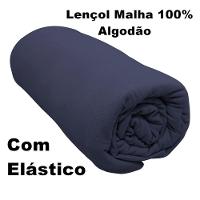 Lençol Com Elástico Casal Portallar Malha 100% Algodão Liso Linha Casa Azul Profundo - 3