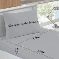 Lençol Buettner Solteiro King Malha 100% Algodão Basic Liso Com Elástico Prata - 3