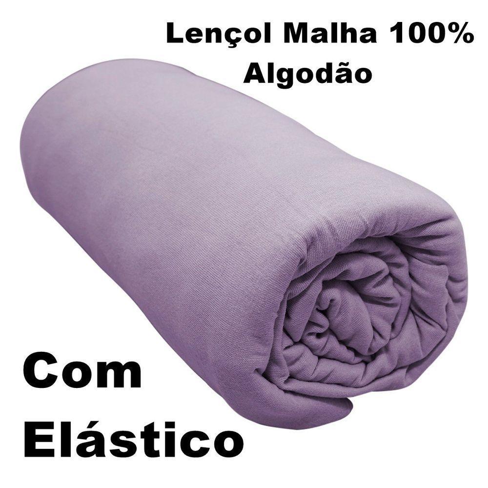 Lençol Com Elástico Queen Portallar Malha 100% Algodão Liso Linha Casa Violeta - 3